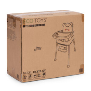Vaikiška maitinimo kėdutė 3-in-1 su dvigubu padėklu ir 5 taškų saugos diržais, pilka ECOTOYS - Image 9