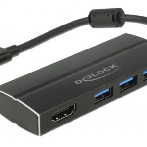 DeLOCK 63931 knyginių kompiuterių dokas / jungčių replikatorius USB 3.2 Gen 1 (3.1 Gen 1) Type-C Juoda