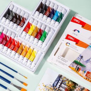 Akriliniai dažai DELI, 12 spalvų, 12ml tūbelėse - Image 8