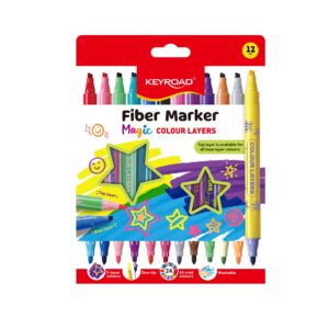 Flomasteriai Keyroad Magic 2 antgalių, 12 spalvų