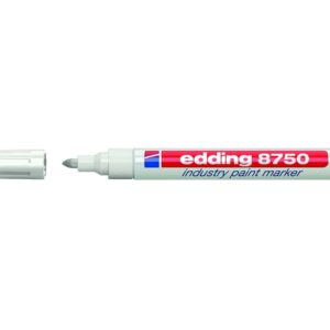 Žymeklis Edding 8750, apvaliu galiuku, 2-4mm, su aliejiniu tušu, baltos spalvos skirtas pramonei