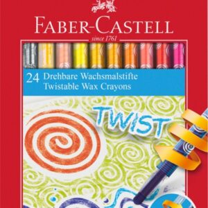 Vaškinės kreidelės Faber-Castell, išsukamos, 24 spalvos