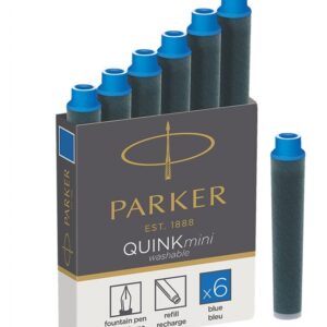Kapsulės Parker Quink Mini, 6vnt, mėlynos spalvos