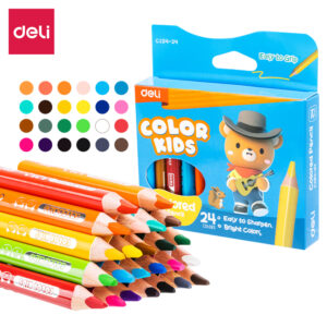 Spalvoti pieštukai DELI Color Kids, tribriauniai, 24 spalvų