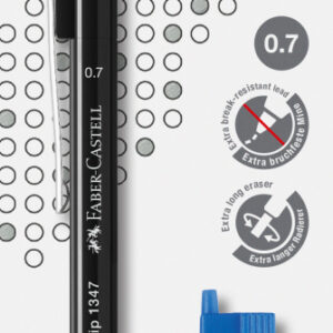 Pieštukas Faber-Castell Grip 1347, 0,7mm + papildomi grafitai - Image 2