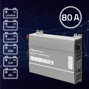 Qoltec 51918 Išmanusis „Monolith“ įkroviklis LiFePO4 AGM GEL SLA akumuliatoriams | 80A | 12V - Image 2