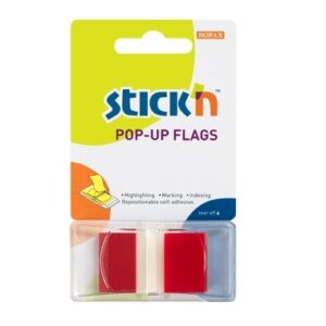 Plastikiniai žymekliai Stick´N 26021, 45x25mm, 50vnt., raudonos spalvos, blisteryje