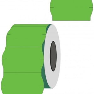Kainų etiketės 26x16mm, banguotos, 1000vnt, žalios spalvos - Image 1