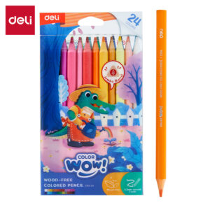Spalvoti pieštukai DELI Wood-free, 24 spalvų