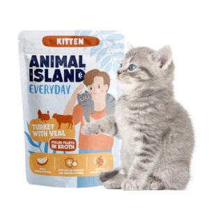 ANIMAL ISLAND Everyday Kitten Turkey with veal in broth - šlapias kačių maistas - 85g - Image 2