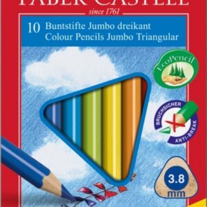 Spalvoti pieštukai Faber-Castell Junior Grip, tribriauniai, 10 spalvų, su drožtuku
