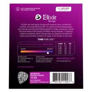 Elixir Strings 11027 Custom Light NW - akustinės gitaros stygos (11–52) - Image 2