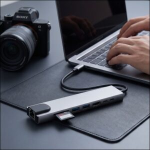 Tech-Protect HB09 HUB ADAPTERIS 8IN1 TYPE-C + USB-A3.0 + USB-C3.0 + HDMI 4K 60HZ + SD/TF + PD100W + RJ45 1000MB/S PILKAS (SPACE GREY) - Image 9
