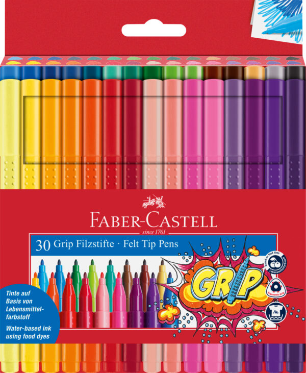 Grip felt tip pen, cardboard wallet of 30