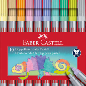 Flomasteriai Faber-Castell skirtingų storių, 10 pastelinių spalvų