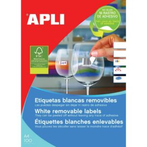 *Lipnios etiketės Apli, A4, 64.6x33.8mm, nuimamos, 24 etiketės lape, 100 lapų, baltos spalvos - Image 2