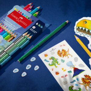 Akvareliniai pieštukai Faber-Castell Colour Grip Dinosaurus, 10 +3 metalizuotos spalvos - Image 3