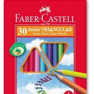 Spalvoti pieštukai Faber-Castell Jumbo 30-spalvų trikampiai+drožtukas