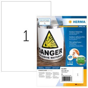 HERMA 9543 lipni etiketė Stačiakampis Balta 40 vnt