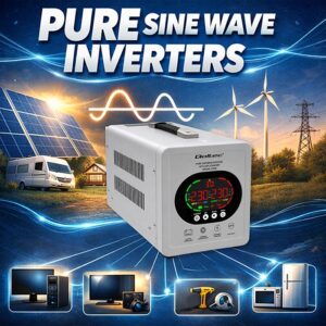 Qoltec 50451 Gryno sinusoidinio signalo UPS | 1000 VA / 720 W | 12/230 V inverteris su AVR | LCD | LiFePO4 AGM GEL - Image 2