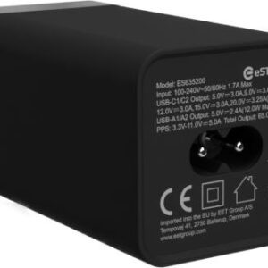 eSTUFF ES635200 mobiliojo įrenginio kroviklis Knyginis kompiuteris Juoda AC Spartusis įkrovimas Vidaus - Image 2