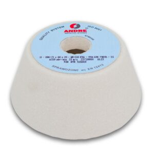 ANDRE TAURELĖS FORMOS ŠLIFAVIMO DISKAS 125mm x 40mm x 20mm 99A46K7VE01-30 BALTAS "TYP 11"