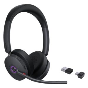 Yealink BH74 Teams USB-C/A Laisvų rankų įranga Bevielis Su lankeliu Biuras / skambučių centras USB Type-C / USB Type-A Bluetooth Juoda