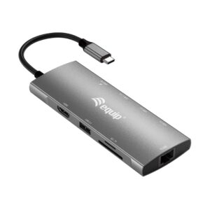 Equip 133490 knyginių kompiuterių dokas / jungčių replikatorius Vielinis USB 3.2 Gen 1 (3.1 Gen 1) Type-C Pilka