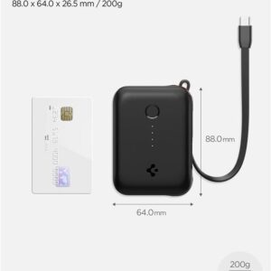 Spigen Essential 10,000 mAh 30W Power Bank (Built in Cable), black EA3010BT - Image 2