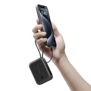 Spigen Essential 10,000 mAh 30W Power Bank (Built in Cable), black EA3010BT - Image 6
