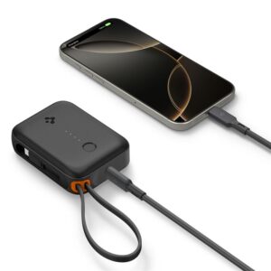 Spigen Essential 10,000 mAh 30W Power Bank (Built in Cable), black EA3010BT - Image 7