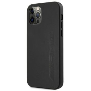 AMG AMHCP12LDOLBK Apple iPhone 12 Pro Max 6,7" juodos spalvos kietas dėklas Leather Hot Stamped - Image 2