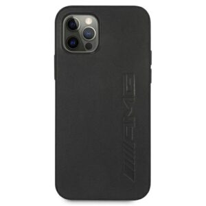 AMG AMHCP12LDOLBK Apple iPhone 12 Pro Max 6,7" juodos spalvos kietas dėklas Leather Hot Stamped - Image 3