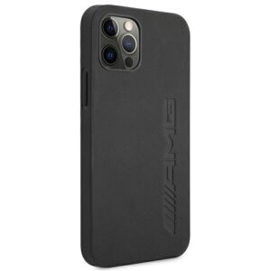 AMG AMHCP12LDOLBK Apple iPhone 12 Pro Max 6,7" juodos spalvos kietas dėklas Leather Hot Stamped - Image 4