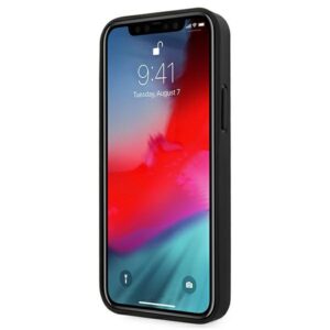 AMG AMHCP12LDOLBK Apple iPhone 12 Pro Max 6,7" juodos spalvos kietas dėklas Leather Hot Stamped - Image 5