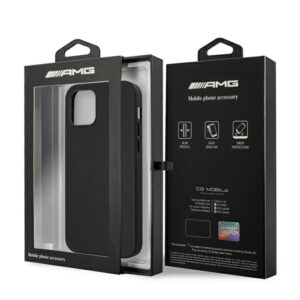 AMG AMHCP12LDOLBK Apple iPhone 12 Pro Max 6,7" juodos spalvos kietas dėklas Leather Hot Stamped - Image 8