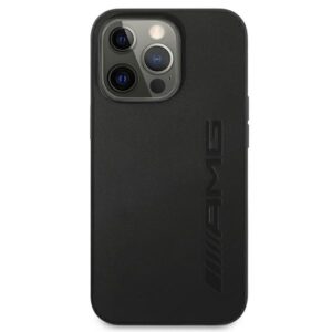 AMG AMHCP13LDOLBK Apple iPhone 13 Pro / 13 6,1" juodos spalvos kietas dėklas Leather Hot Stamped - Image 3
