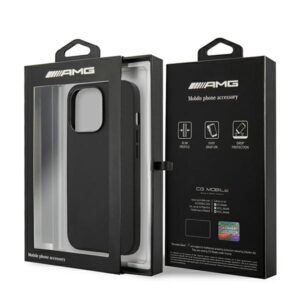 AMG AMHCP13LDOLBK Apple iPhone 13 Pro / 13 6,1" juodos spalvos kietas dėklas Leather Hot Stamped - Image 8