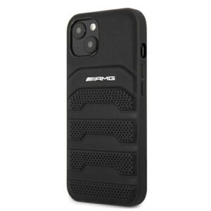 AMG AMHCP13SGSEBK Apple iPhone 13 mini 5,4" juodos spalvos kietas dėklas Leather Debossed Lines - Image 2