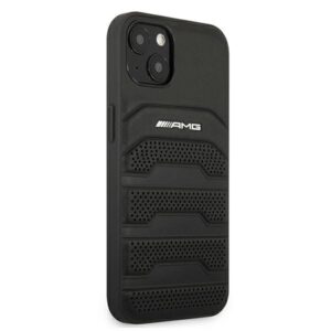 AMG AMHCP13SGSEBK Apple iPhone 13 mini 5,4" juodos spalvos kietas dėklas Leather Debossed Lines - Image 4