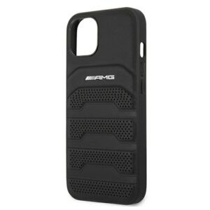 AMG AMHCP13SGSEBK Apple iPhone 13 mini 5,4" juodos spalvos kietas dėklas Leather Debossed Lines - Image 6