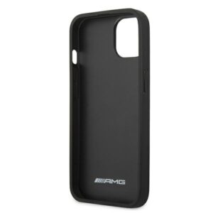AMG AMHCP13SGSEBK Apple iPhone 13 mini 5,4" juodos spalvos kietas dėklas Leather Debossed Lines - Image 7