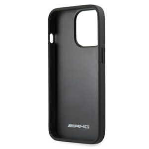 AMG AMHCP13LGSEBK Apple iPhone 13 Pro / 13 6,1" juodos spalvos kietas dėklas Leather Debossed Lines - Image 7