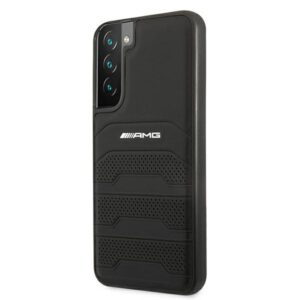 AMG AMHCS22MGSEBK S22+ S906 juodos spalvos kietas dėklas Leather Debossed Lines - Image 2