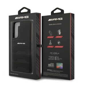 AMG AMHCS22MGSEBK S22+ S906 juodos spalvos kietas dėklas Leather Debossed Lines - Image 8
