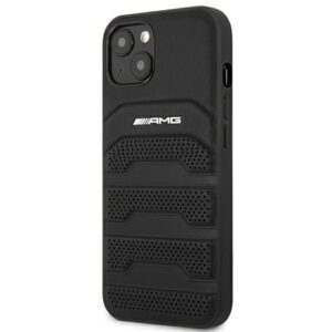 AMG AMHCP14MGSEBK Apple iPhone 14 Plus / 15 Plus 6.7" juodos spalvos kietas dėklas with Leather Debossed Lines - Image 2