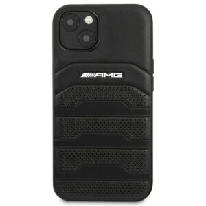 AMG AMHCP14MGSEBK Apple iPhone 14 Plus / 15 Plus 6.7" juodos spalvos kietas dėklas with Leather Debossed Lines - Image 3