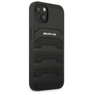 AMG AMHCP14MGSEBK Apple iPhone 14 Plus / 15 Plus 6.7" juodos spalvos kietas dėklas with Leather Debossed Lines - Image 4