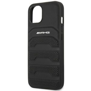 AMG AMHCP14MGSEBK Apple iPhone 14 Plus / 15 Plus 6.7" juodos spalvos kietas dėklas with Leather Debossed Lines - Image 6