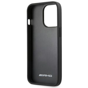 AMG AMHCP14XGSEBK Apple iPhone 14 Pro Max 6.7" juodos spalvos kietas dėklas with Leather Debossed Lines - Image 7
